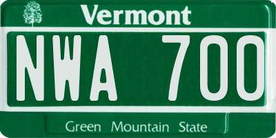 VT license plate NWA700