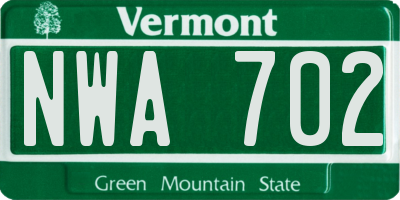 VT license plate NWA702