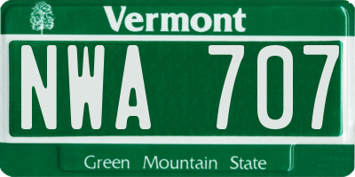 VT license plate NWA707