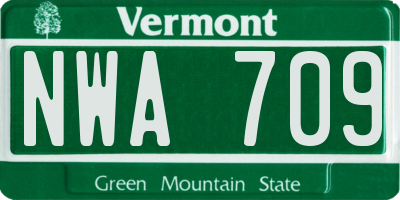 VT license plate NWA709