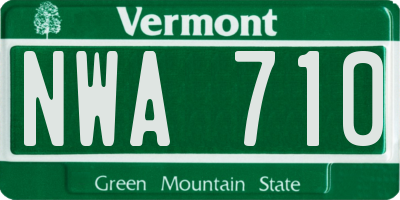 VT license plate NWA710