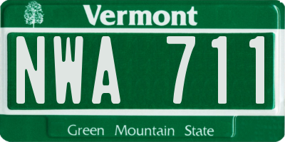 VT license plate NWA711