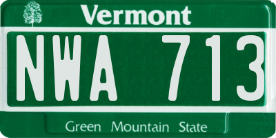 VT license plate NWA713