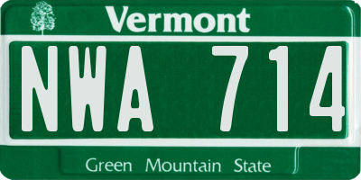VT license plate NWA714