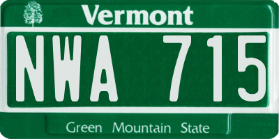 VT license plate NWA715