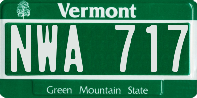 VT license plate NWA717
