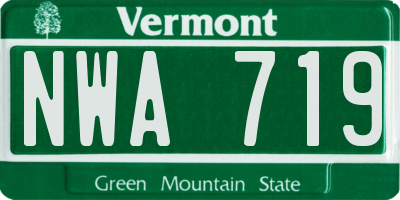VT license plate NWA719