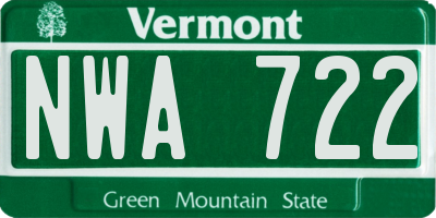 VT license plate NWA722