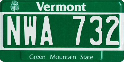 VT license plate NWA732