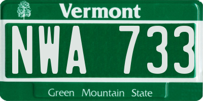 VT license plate NWA733