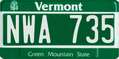 VT license plate NWA735