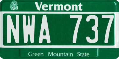 VT license plate NWA737