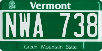 VT license plate NWA738