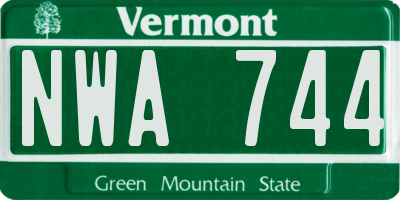 VT license plate NWA744