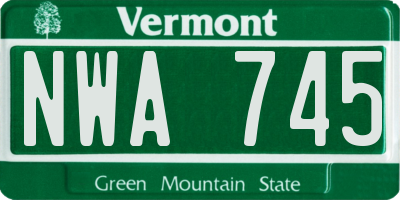 VT license plate NWA745