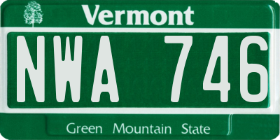 VT license plate NWA746