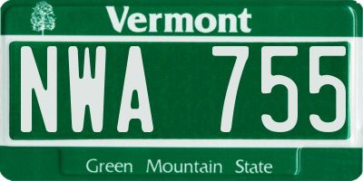 VT license plate NWA755