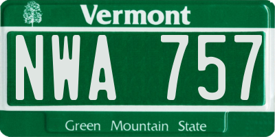 VT license plate NWA757