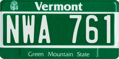 VT license plate NWA761