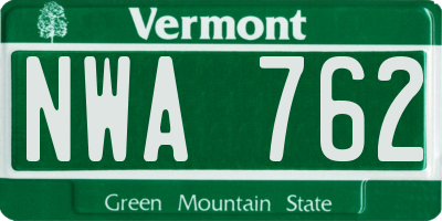 VT license plate NWA762