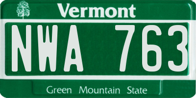 VT license plate NWA763