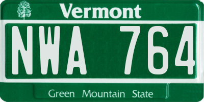 VT license plate NWA764