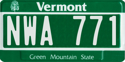VT license plate NWA771