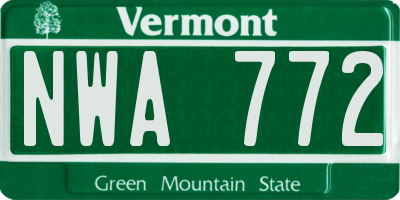 VT license plate NWA772