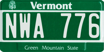 VT license plate NWA776