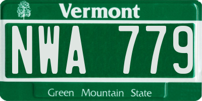 VT license plate NWA779