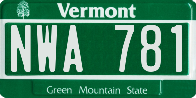 VT license plate NWA781