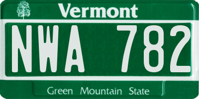 VT license plate NWA782