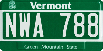 VT license plate NWA788