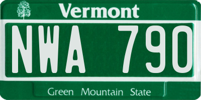 VT license plate NWA790