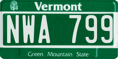 VT license plate NWA799