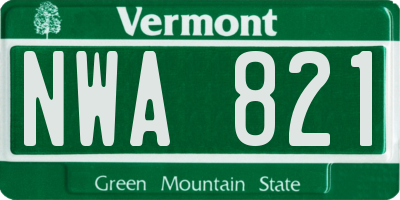 VT license plate NWA821