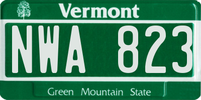 VT license plate NWA823