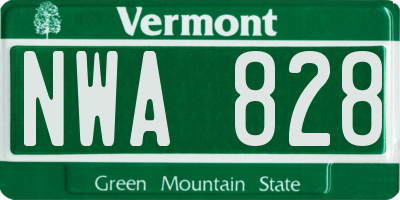 VT license plate NWA828