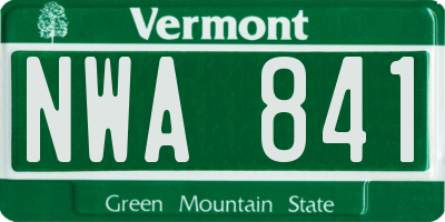 VT license plate NWA841