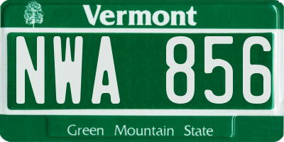 VT license plate NWA856