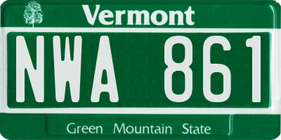 VT license plate NWA861