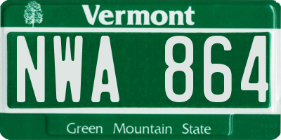 VT license plate NWA864