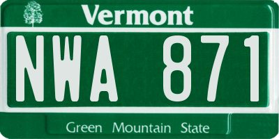 VT license plate NWA871