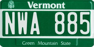 VT license plate NWA885