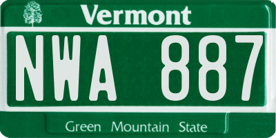 VT license plate NWA887