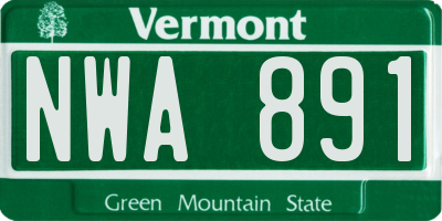 VT license plate NWA891