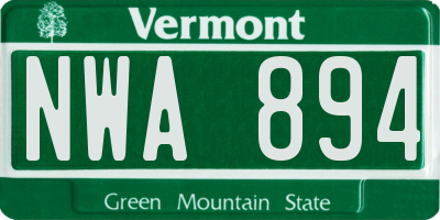 VT license plate NWA894