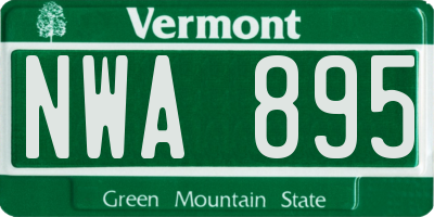 VT license plate NWA895