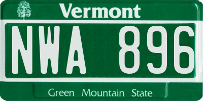 VT license plate NWA896