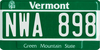 VT license plate NWA898